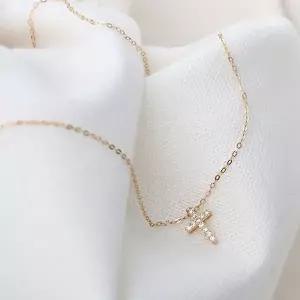 [미니아트]14K Gold 데일리 미니 십자가 심플 금 목걸이 45cm
