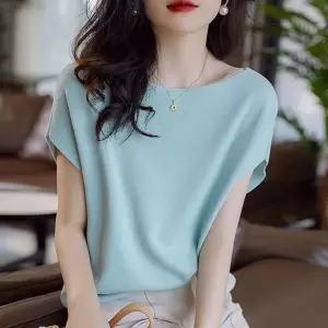 [NS홈쇼핑]LN 플로르 루즈핏 반팔 라운드넥 니트 티셔츠 여성 여름 봄 가오리..