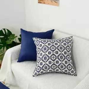 에스닉 국산 순면100 쇼파 침대헤드 사각 쿠션 방석 (솜+커버) 세트 50x50 네이비