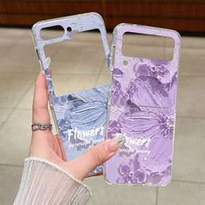 핸드폰케이스 갤럭시 Z 플립 6 5 4 실리콘 3 꽃 커버 접이식 케이스 Flip4 Flip6 패턴 휴대폰 용 소프트 Flip5 5G 금속 버클