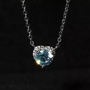 [샤밍주얼리]5부 블루 다이아 목걸이 7부 랩 하트 헤일로 프러포즈 결혼 기념일 여자 친구 선물 명품