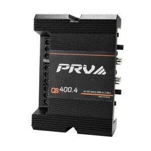 PRV 오디오 QS400.4 2옴 미니 컴팩트 4채널 자동차 오디오 앰프 4 x 100와트 RMS(2옴 - 400와트 암페어 스테레오 12볼트 암페어 클래스 D 풀레인지 브리지 가능)