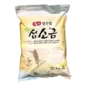 국산 신안 탈수염 섬소금 3kg 간수뺀 굵은 소금 입자 천일염 가정용