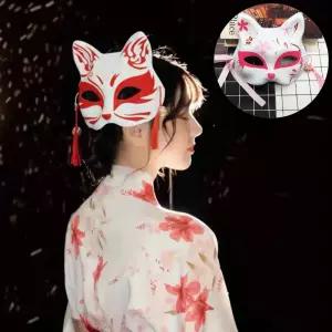 일본 여우 가면 할로윈 분장 코스프레 예쁜 무도회 마스크 반가면 귀멸 코스튬 소품 의상