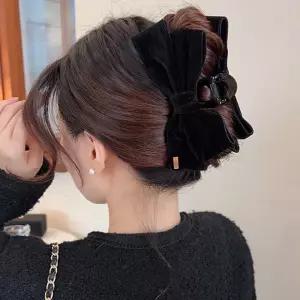 벨벳 왕리본 집게핀 올림머리 헤어핀