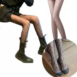 도트 리본 하트 롱스타킹 1개 팬티 타이 여성 예쁜 무늬 패션 비치는 블랙