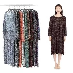 시크나인 피치기모 원피스잠옷 꽃무늬 홈웨어 실내복