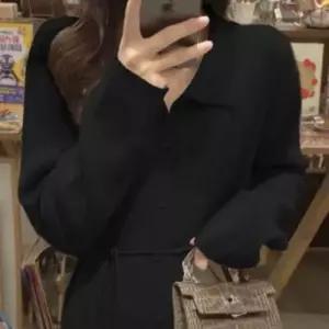 허리끈 루즈핏 니트 단추 롱원피스 카라 H라인 (45HWZ)