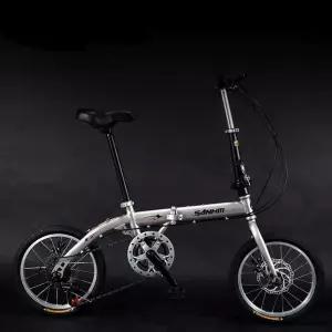 접이식 저전거 성인 경량 소형 출퇴근용 학생 바이크 자전거(16인치/단일속도)+홀딩브레이크-블랙