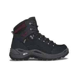 [국내정품] 로바 등산화 메가그립 레니게이드 MID GTX 여성 와이드 블랙/버건디 220096