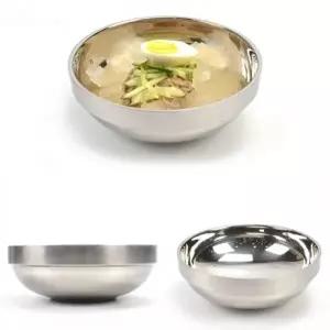 보온보냉 이중 스텐 물냉면 비빔냉면 냉면그릇 면그릇 떡국 비빔밥 갈비탕 그릇 19.3cm 21cm 22.7cm