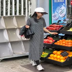 스판 단가라 배색 롱 니트 원피스 (2color)