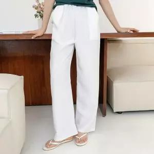 여자 아이스 주머니 흰색 SS 고무줄 H라인 쿨 팬츠_4