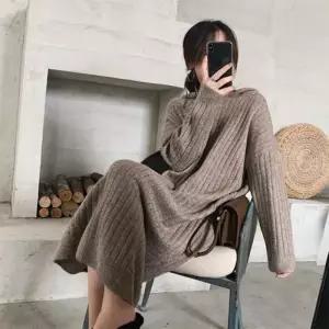 여자 가을 겨울 보들 부드러운 후드 롱원피스_4