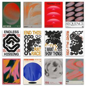 KSUMRET 재즈 Kissa Nishikigoi 캔버스 벽 아트 인쇄 포스터 추상 빈티지 스타일 장식 그림 현대 홈 선물