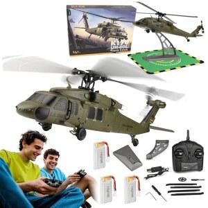 고도 호버링 기능을 갖춘 Aetheria WL K170 RC 헬리콥터, 2.4G 4CH 원격 조종 군용기, UH-60L 브러시리스 모터 플라이바리스 6G/3D 스턴트 콥터 모델 -RTF