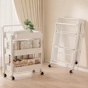 수납 트롤리 접이식 이동 이동식 주방 카트 바퀴달린 랙 바퀴 폴딩 트레이 간식