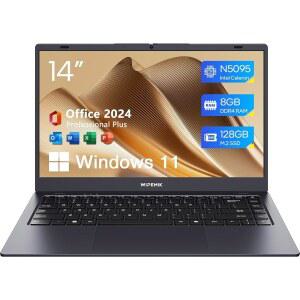 WIPEMIK 노트북 컴퓨터, 8GB RAM, 128GB SSD, 쿼드코어 N5095 프로세서 노트북, 14인치 HD 디스플레이 WiFi 5, 블루투스 5.0, USB 3.0 지원