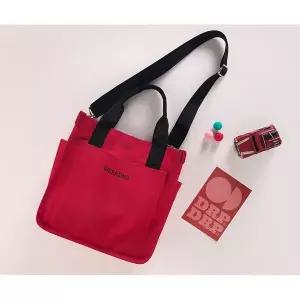 [콩심팥심]유행 작은 캔버스 쇼퍼백 데일리 손가방 빨간 가방