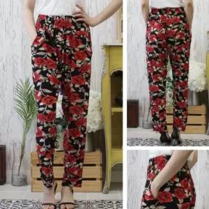 30종 9부 여름 몸빼바지 고무줄 빅사이즈냉장고바지 밴딩 작업 일 엄마 할머니 꽃무늬바지