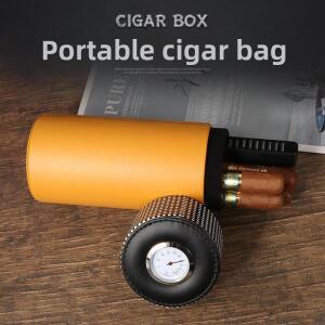 휴대용 쿠바 시가 보관함 정리함 솔리드 우드 휴미더 파우치 케이스 습도계 온도 조절 기능 포함