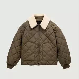 행텐 틴즈 여아 원더후 퍼 카라 패딩 퀄팅 점퍼 올리브