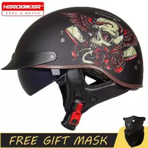 바이크 오토바이 반모헬맷 DOT 인증 헬멧 레트로 복고풍 엔틱 모토크로스 하프 오픈 페이스 스쿠터 바이커