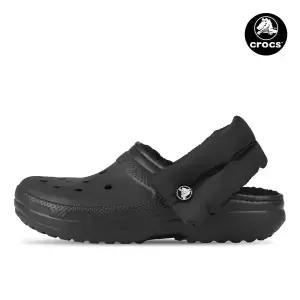 크록스 퍼프 스트랩 라인드 클로그 겨울 방한 패딩 털슬리퍼 211979-001