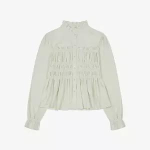 [25 신상] 벨벳 코듀로이 프릴 진주 블라우스 (TLBAY7448)