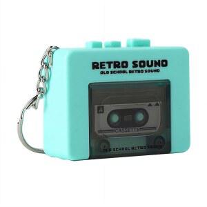 레트로 미니 테이프 레코더 열쇠고리, 음악이 있는 휴대용 마이크로 카세트 플레이어, 러브 워드, 음악 또는 기타 사운드 녹음, 배낭 장식, 핸드백(녹색)