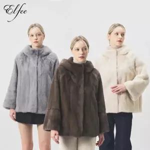 [진도 Elfee] 풀스킨 휘메일 유색 밍크 후드 케이프 (E8W3EJ11_)