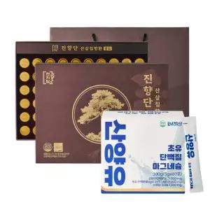 [1+1 선물세트]천지담 진향단 산삼 침향환+산양유 초유 단백질 마그네슘 60일분