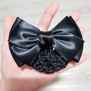 무지 블랙 리본 머리망 헤어핀 리본핀 머리핀/올림/헤어/집게/여성/올림머리/집게핀/머리삔/왕리본핀