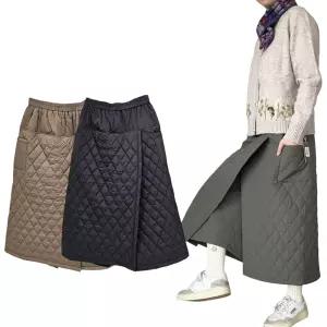 여성 겨울 빅사이즈 누비 랩바지 8부 9부 패딩 치마 바지 밴딩 퀼팅