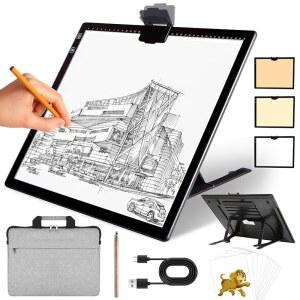 캐리백이 있는 코비반 무선 A3 라이트 패드, 접이식 스탠드, 상단 클립, 3가지 색상/스텝리스/6단계 디밍블 밝기 충전식 트레이싱 박스/보드, 크리컷 제초 비닐, 다이아몬드 페인팅용