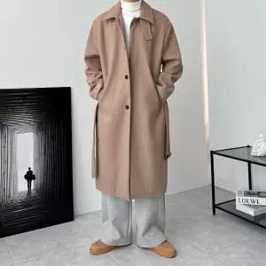 [모노폴로지]오버핏 로브코트 발마칸 네이비 베이지 롱코트 겨울 싱글 맥코트 캐주얼 3color