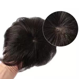 블랙 레이어드 C컬 여자 인모 정수리 가발 부분가발