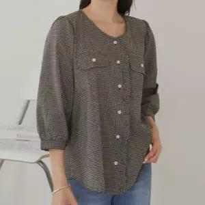 빅사이즈 509 레이스미니체크블라우스 DLYV232