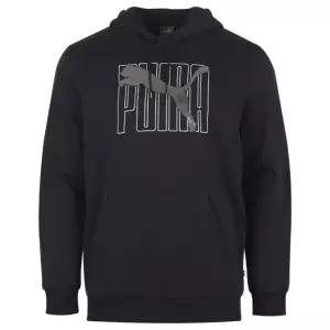 푸마 남성 에센셜 로고 기모 후드 긴팔 티셔츠 675924-01