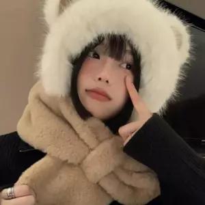 여성 겨울 동물귀 곰돌이 동글귀 털모자 커플 바라클라바