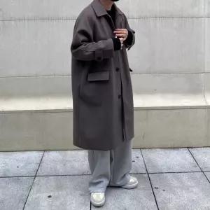 [모노폴로지]고퀄리티 발마칸 오버핏 울 코트 절개 디테일 버튼 롱 맥코트 롱코트 남친룩 댄디룩 올드머니