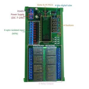 8채널 지연 타이머 릴레이 모듈 모드버스 RTU RS485 12V 24V DC 라즈베리 파이 피코 오픈 PLC 산업 제어용