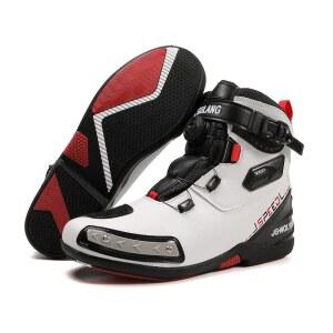 남녀용 TEOKJ 모터사이클 슈즈, MOZ 클로저 시스템이 적용된 강화 스트리트 라이딩 발목 지지대, 미끄럼 방지 밑창