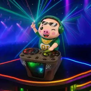 움직이는 DJ꿀꿀이 장난감 인형 춤추는 돼지 피규어