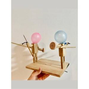 펜싱 게임 2인용 펌핑 터트리기 홈파티 풍선 터뜨리기 나무인형