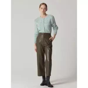 [하프클럽/오조크]뒷밴딩 레더 와이드 팬츠 (택가격 98000원)