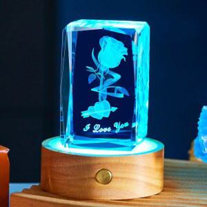 제렐리스 3D 크리스탈 로즈 나이트 라이트 선물 아내 남편 남자친구 여자친구, 로맨틱 LED 램프 생일 결혼기념일 크리스마스에 딱 맞는 (로즈 02)