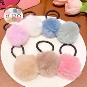 (제스트)폼폼 장식 방울털 미니 포인트 머리끈 헤어끈 패션