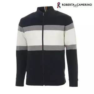 [Roberta di Camerino]ARNP 혼방 그레이-네이비 멀티 블록 방풍 가디건 RP4-D03-2