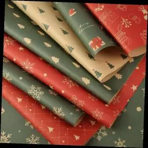 크리스마스 포장지 선물용 종이 눈꽃 트리 패턴 롤타입 포장재료 홈파티 데코용품 축제 랩핑페이퍼